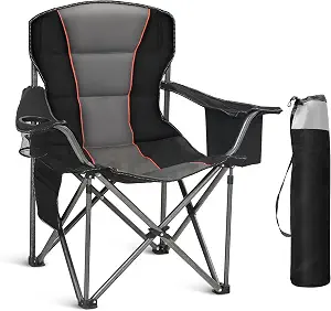 Heavy-Duty Oversized Portable Folding Camping Chair (450 lbs Capacity, Black)