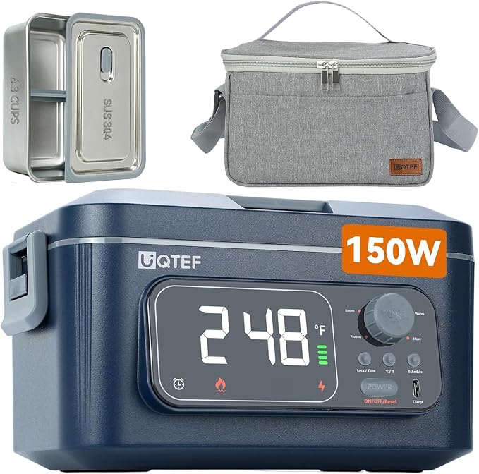Cordless Electric Heated Lunch Box with 27000mAh Rechargeable Battery (6.3 Cups)