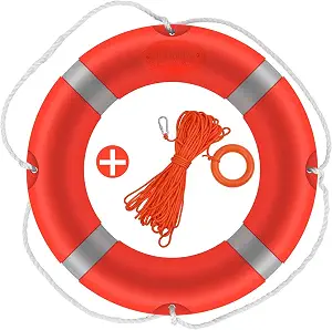 23-Inch Pool Life Preserver Ring Set with 98.5ft Floating Safety Rope