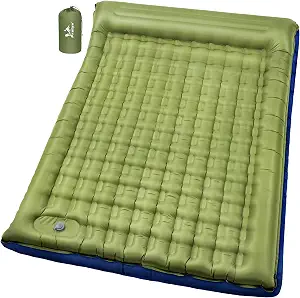 5.5″ Ultra-Thick Double Camping Pad with Integrated Pillow & Foot Pump