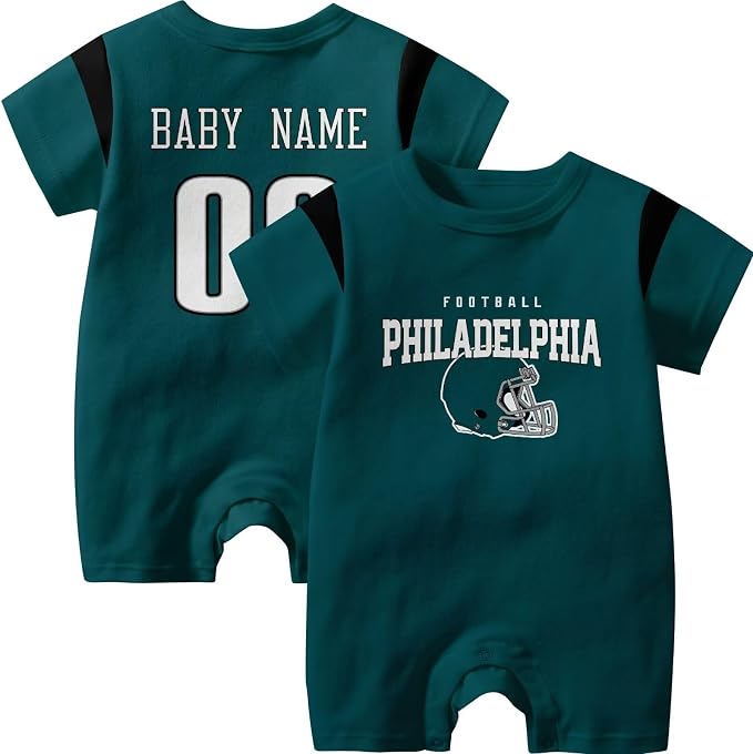 KREDE Unisex Custom Name & Number Baby Romper Bodysuit