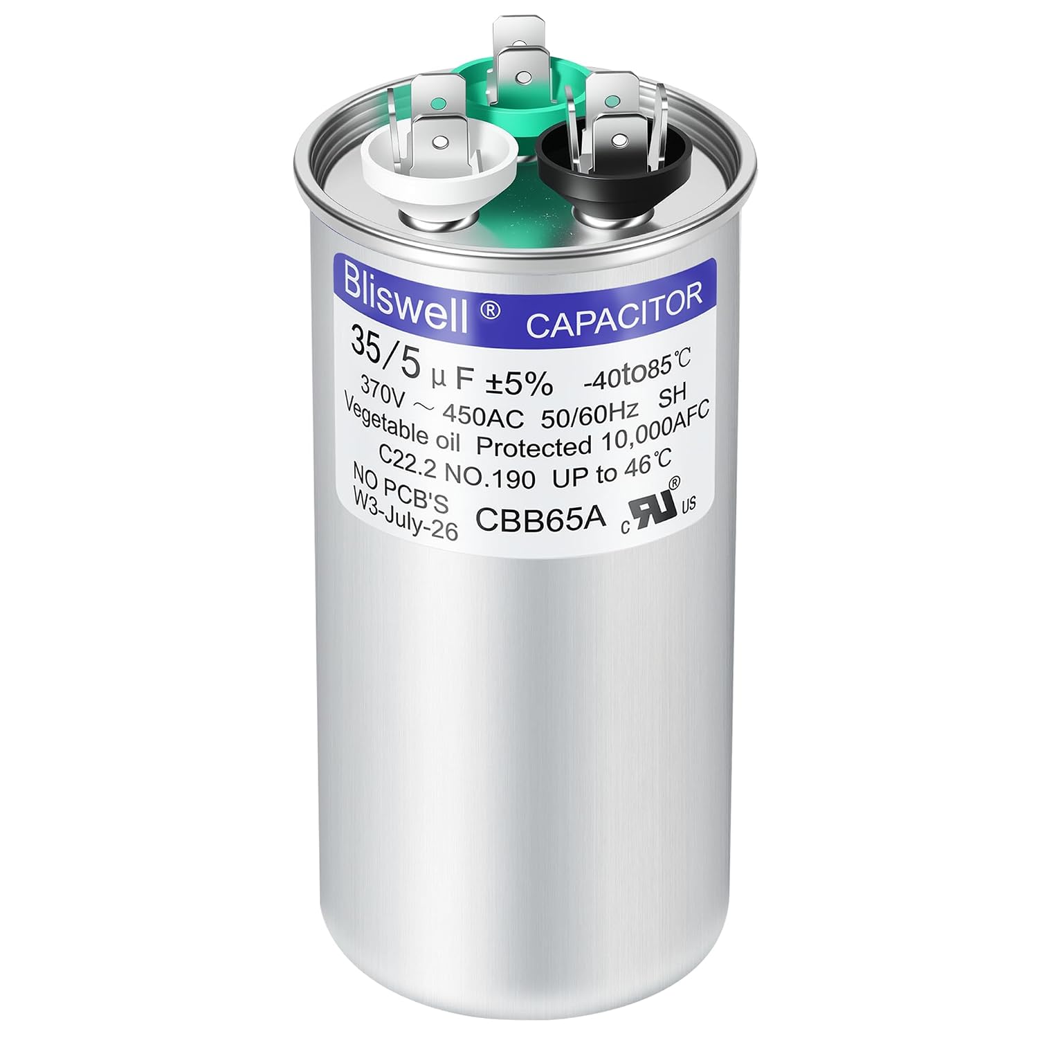 CBB65A 35+5 MFD 370V/440VAC Round Dual Run Capacitor