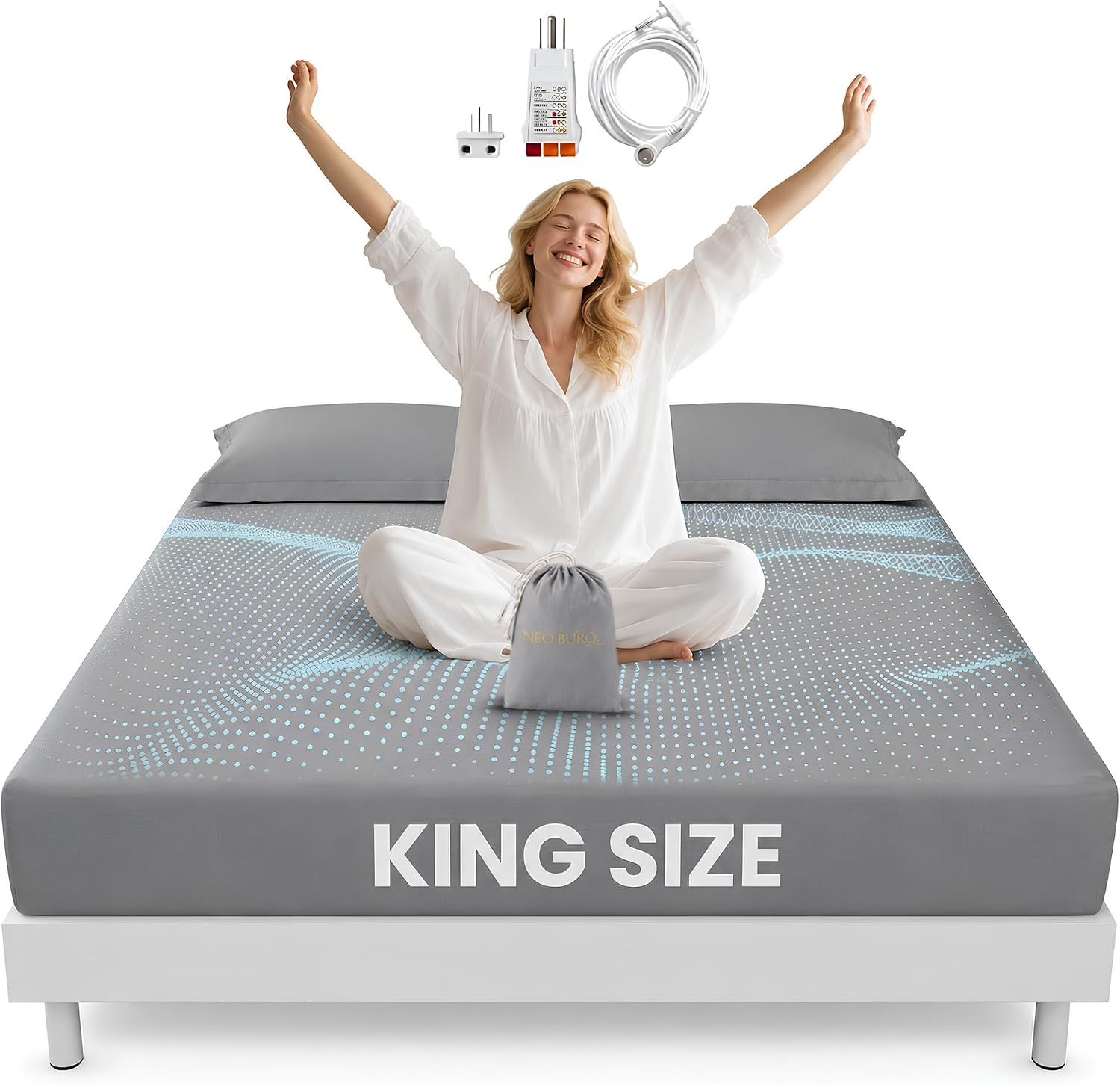 Grounding Sheets King (25% Silver Fiber Earthing Bed Sheet, Gray)