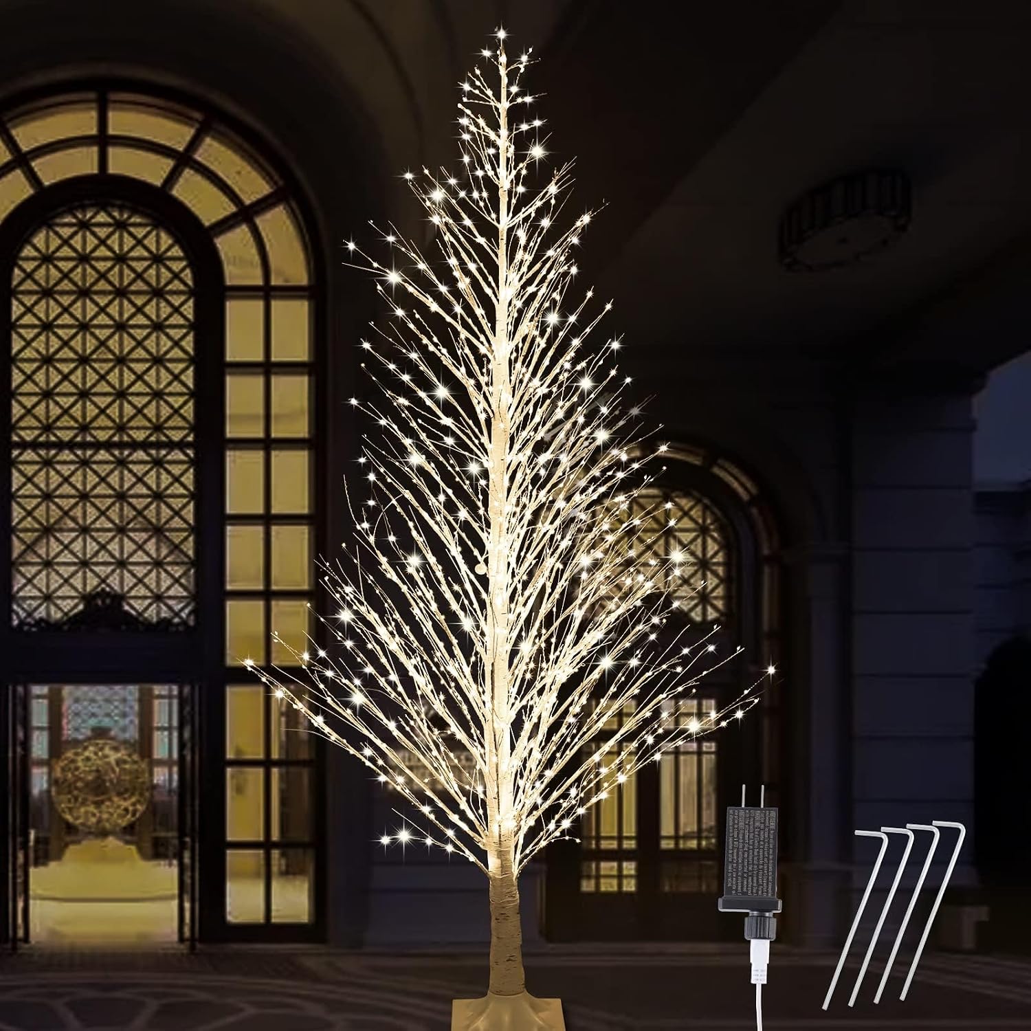 7FT Lighted Birch Tree with 1000 LED Twinkle Fairy Lights (Indoor/Outdoor)