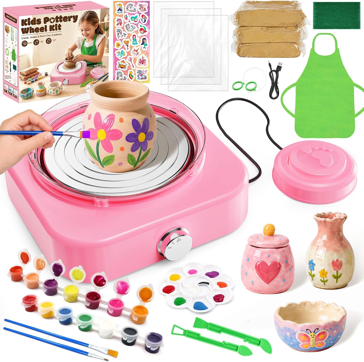 Pottery Wheel Craft Kit & Sensory Toy for Kids (Ages 6+)