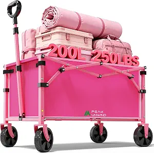 220 lbs Heavy-Duty Foldable Utility Wagon Cart (Pink)