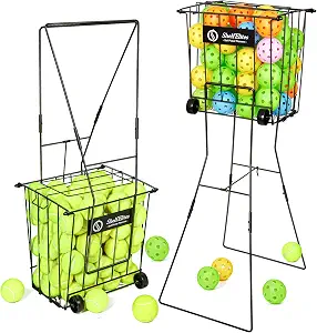 Portable Tennis Ball Hopper & Practice Retriever with Stand Handles
