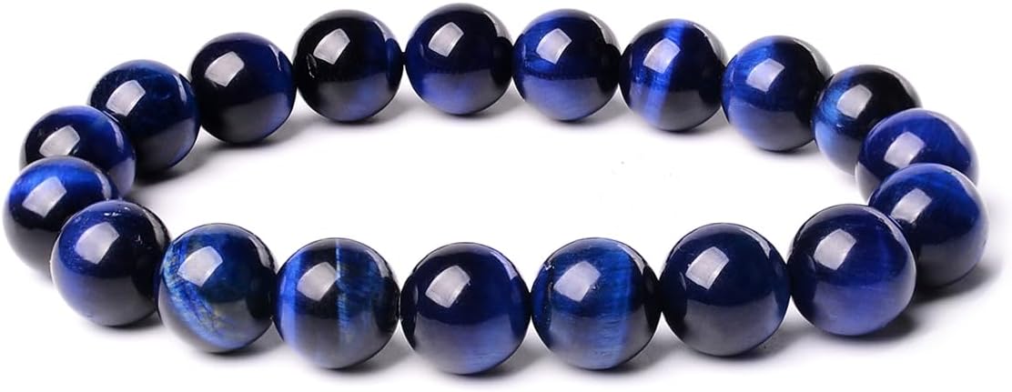 Peacock Blue Tiger Eye Handmade Natural Stone Beaded Healing Bracelet (8mm)