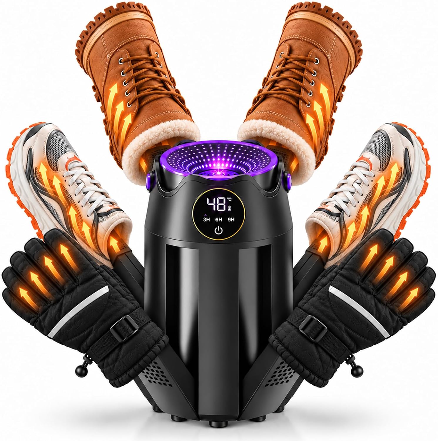 6-Tube Electric Boot & Shoe Dryer with Timer (3 Pairs)