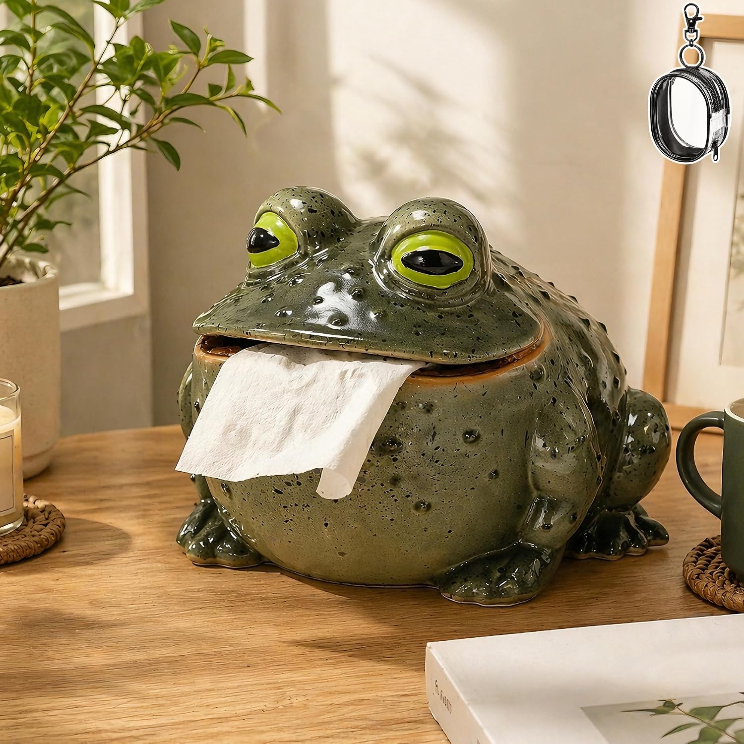 Funny Frog Resin Toilet Paper Holder & Tissue Roll Dispenser