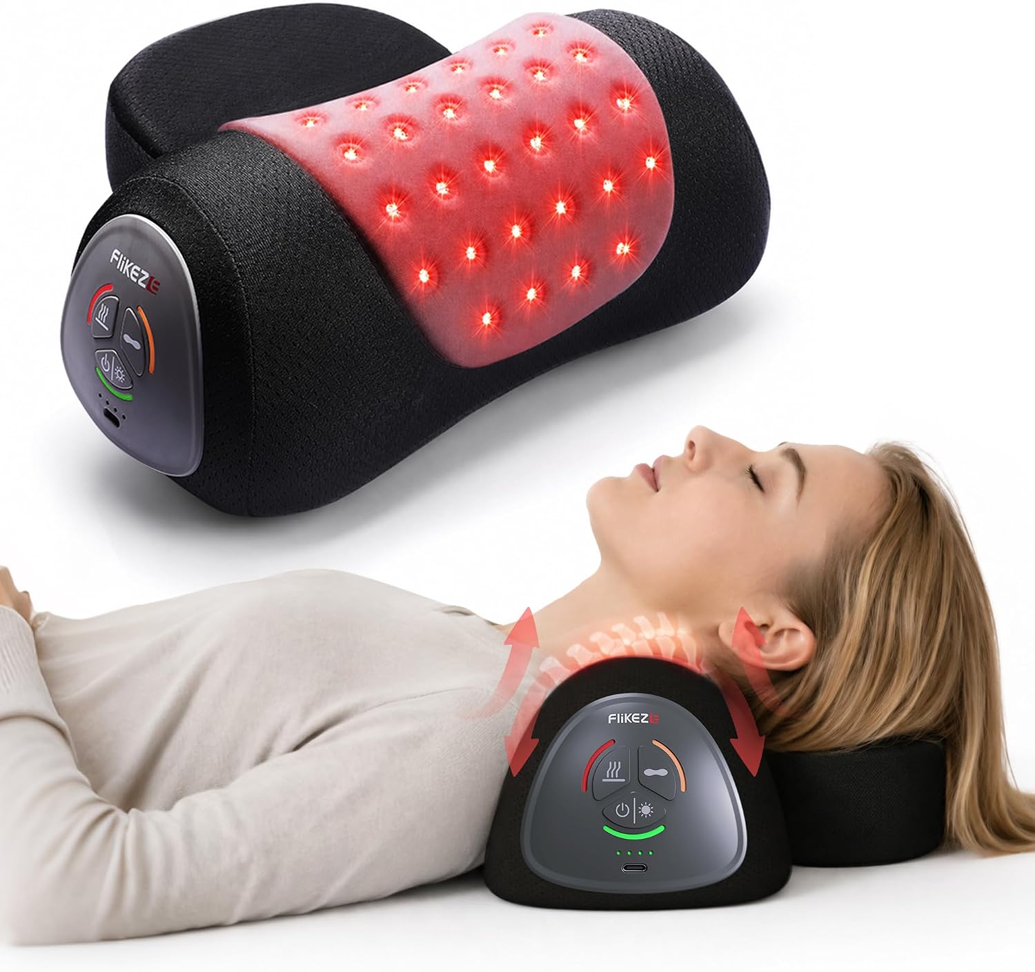 Neck Traction Device with Red Light & Heat Therapy for Cervical Pain Relief