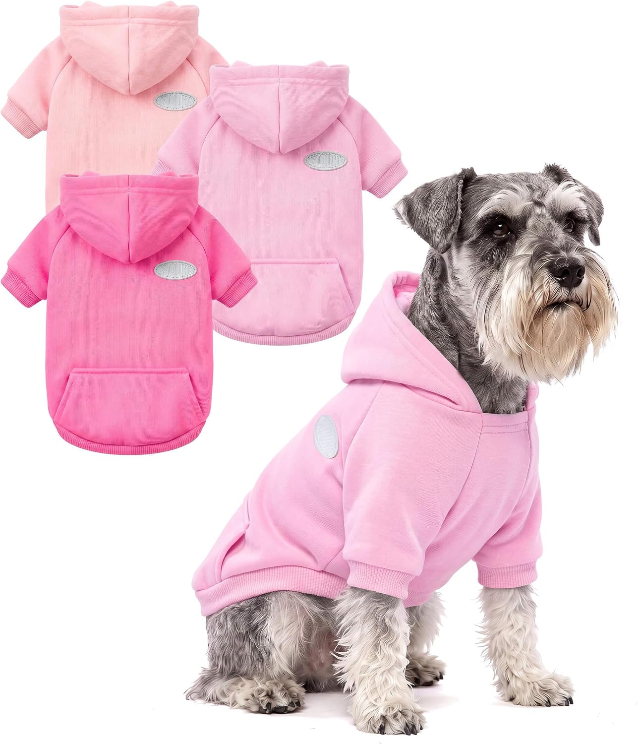 3-Pack Dog Winter Hoodie Sweaters with Pockets & Hoods for Small, Medium & Large Dogs