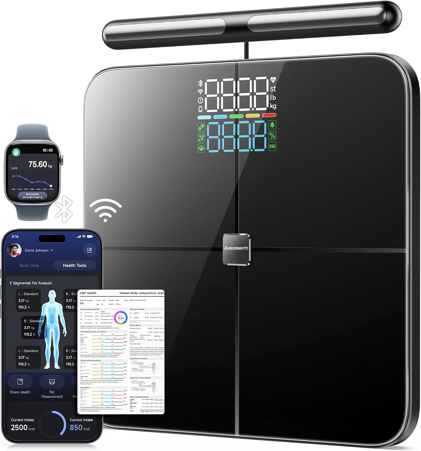 Smart Body Composition Analyzer Scale with Handband Handle