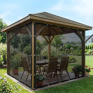78.7″ W x 118″ L Outdoor Mesh Patio Curtains – Black Breathable Bug Net