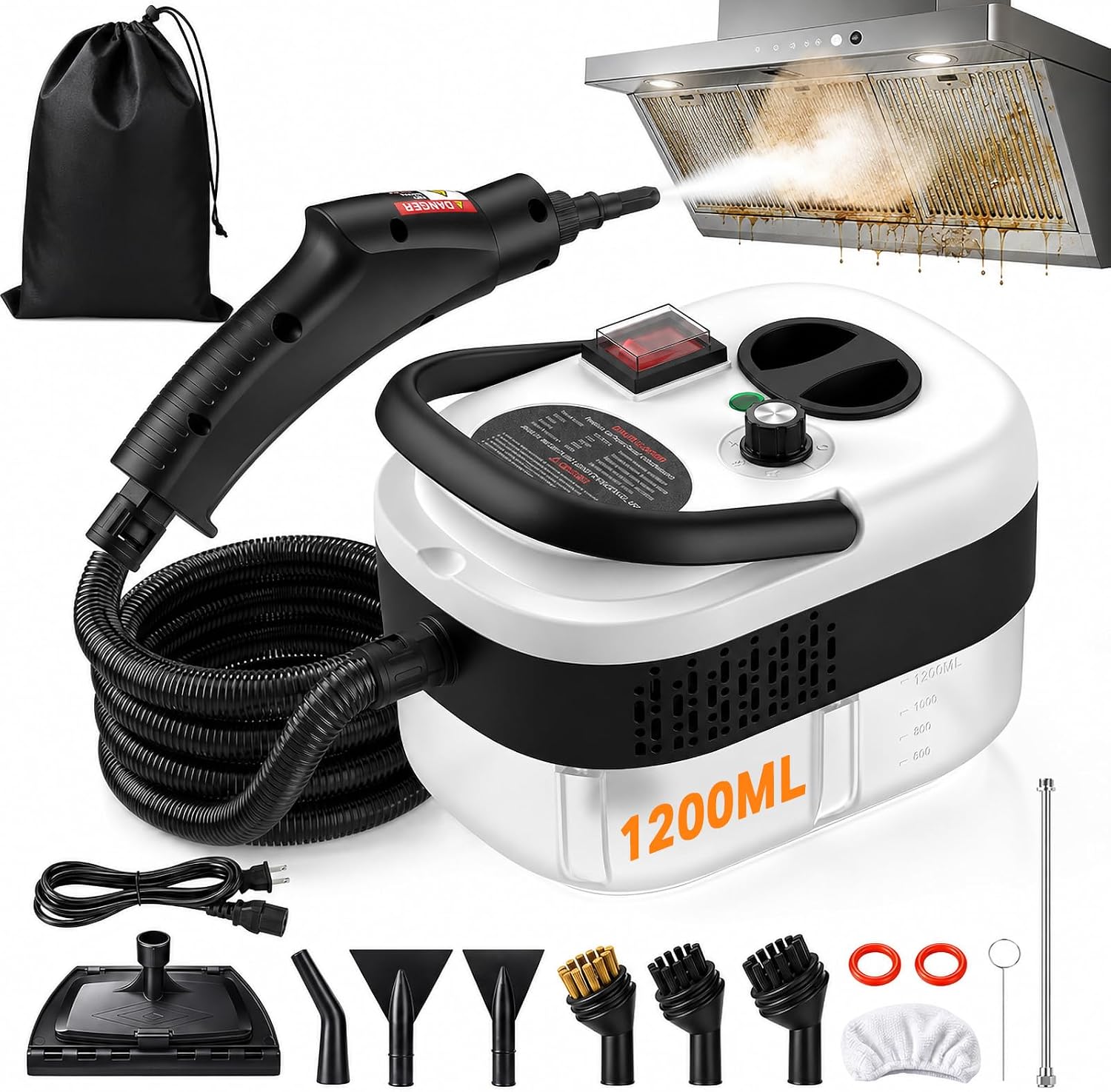 2500W Handheld Steam Cleaner for Home w/12pcs Accessories, 6-Level Pressure
