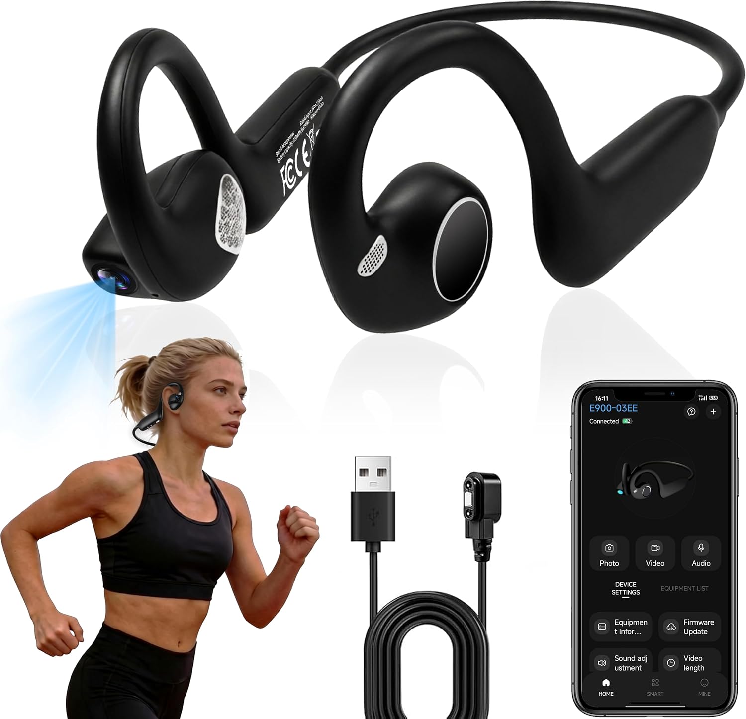 AI Open Ear POV Camera Headphones