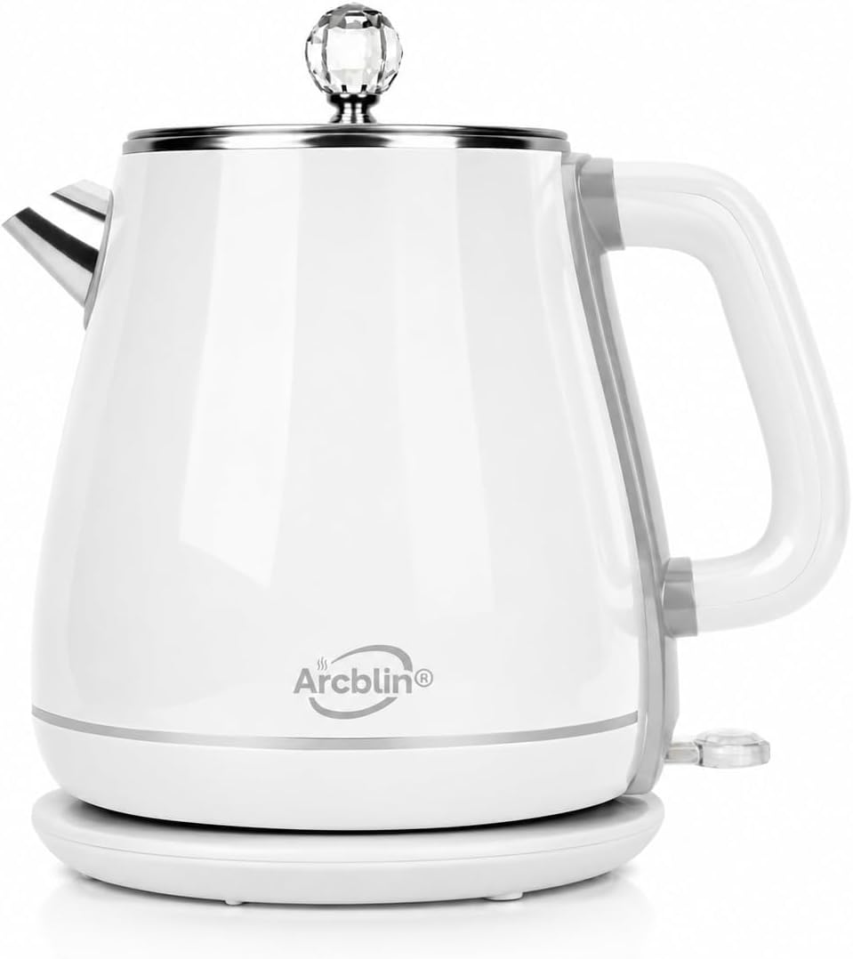 1.8L Fast-Boil Electric Tea Kettle – 1350W (Pearl White)