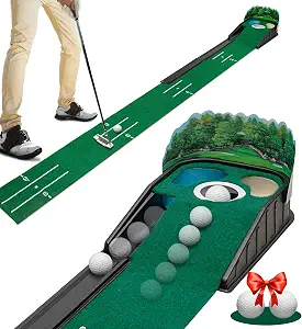 8ft Indoor Golf Putting Green Mat with 3D Backplate & Ball Return
