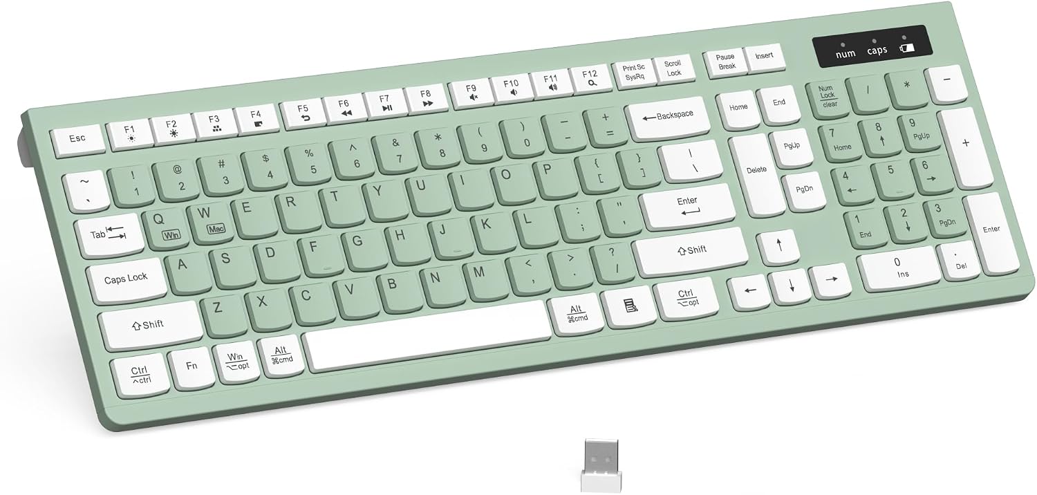 RECCAZR Silent Wireless Office Keyboard (Avocado Green)