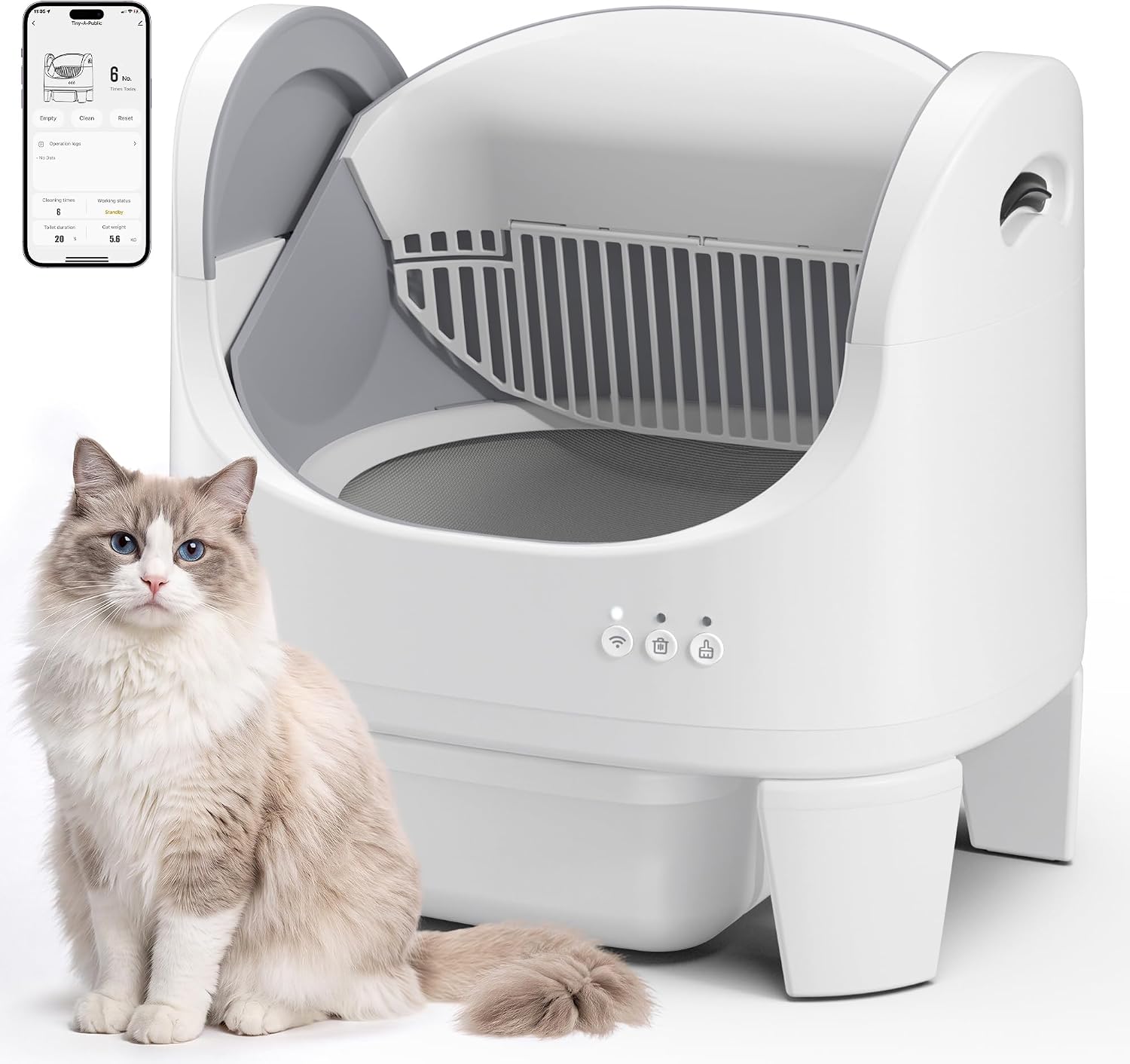 Automatic Self-Cleaning Open Top Cat Litter Box with App Control