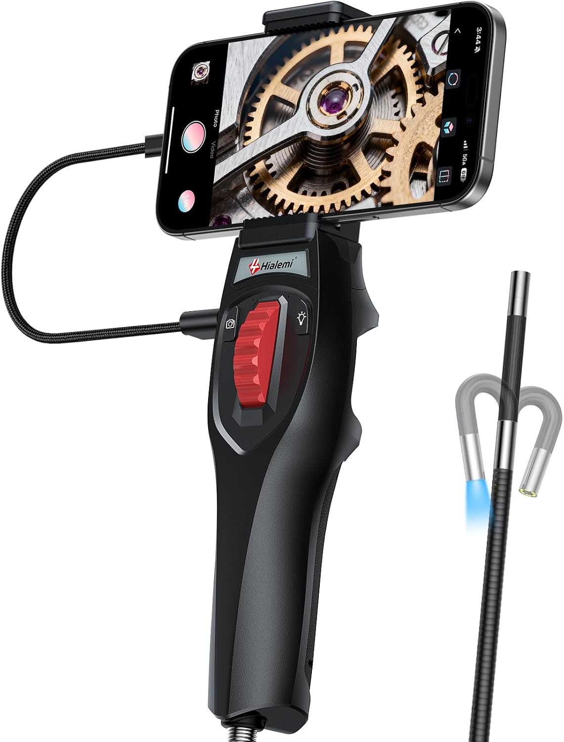 2-Way Articulating Borescope Phone Endoscope Camera with Light