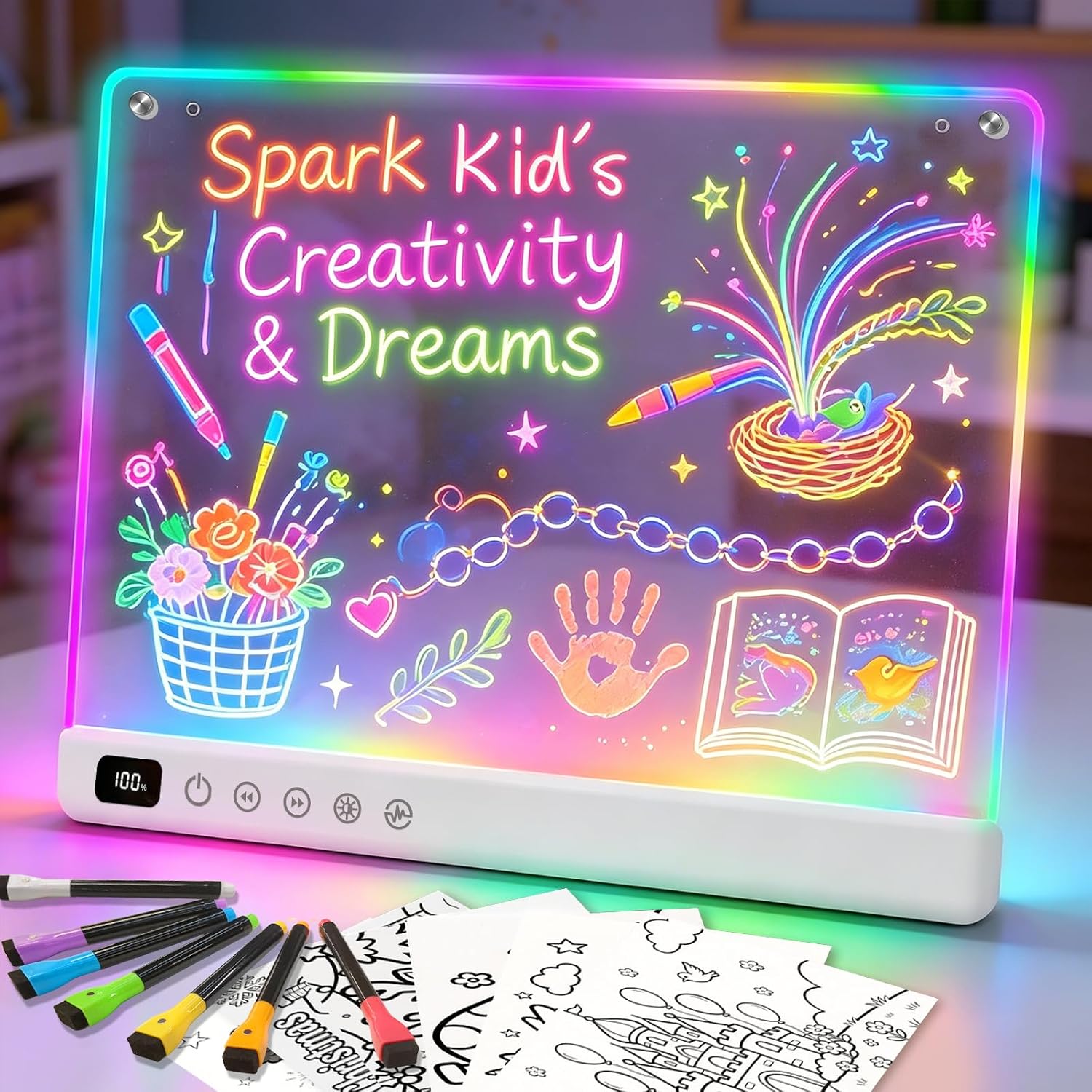 16″ Rechargeable LED Glow Drawing Board with 13 Light Effects