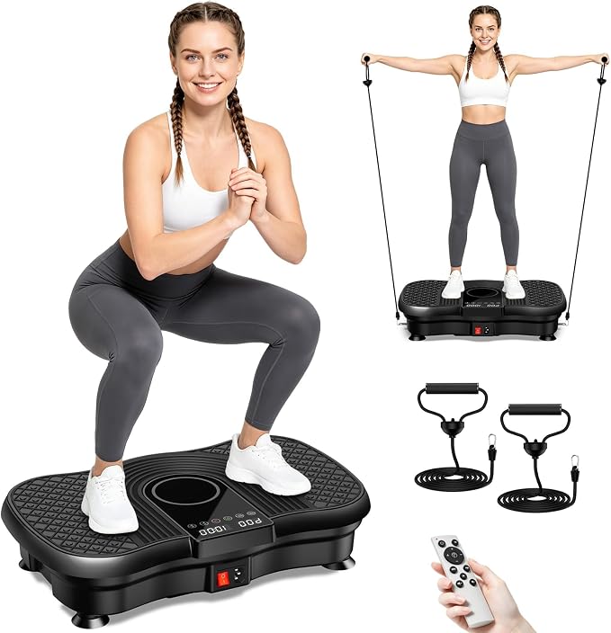 Power Vibration Plate Exercise Machine for Lymphatic Drainage & Weight Loss (400 Lbs Capacity)