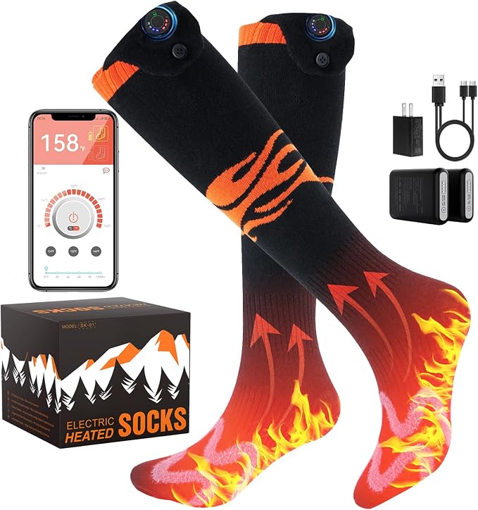 Auxemu APP-Controlled Electric Heated Socks for Women & Men