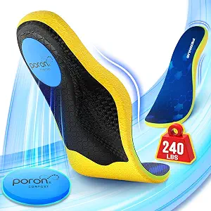 240+lbs Heavy-Duty Plantar Fasciitis Relief Insoles with PORON Cushioning