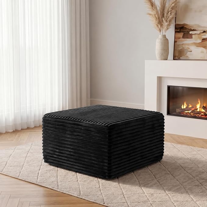 WINBOY Corduroy Sofa Ottoman Black