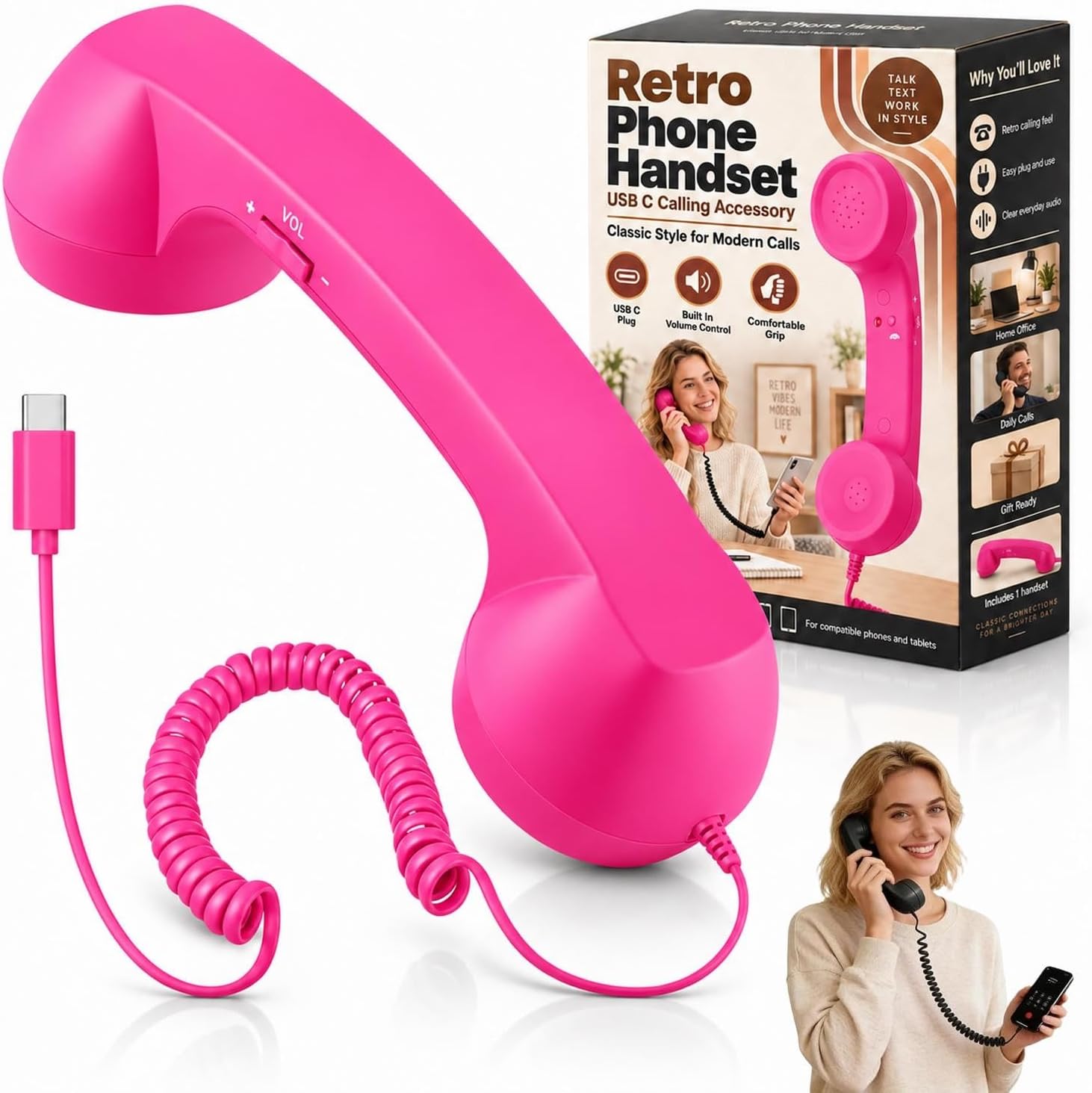 Retro Phone Handset Vintage Mobile Receiver Accessory for iPhone