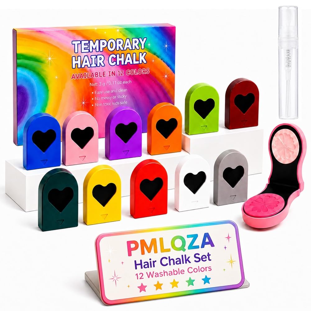 12-Color Washable Temporary Hair Chalk Styling Applicator Set