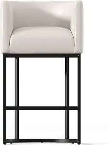 24″ Leather Barrel Bar Stool Black
