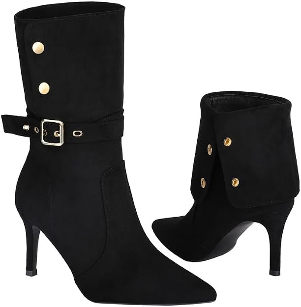 Women’s Suede Stiletto Fold Over Boots