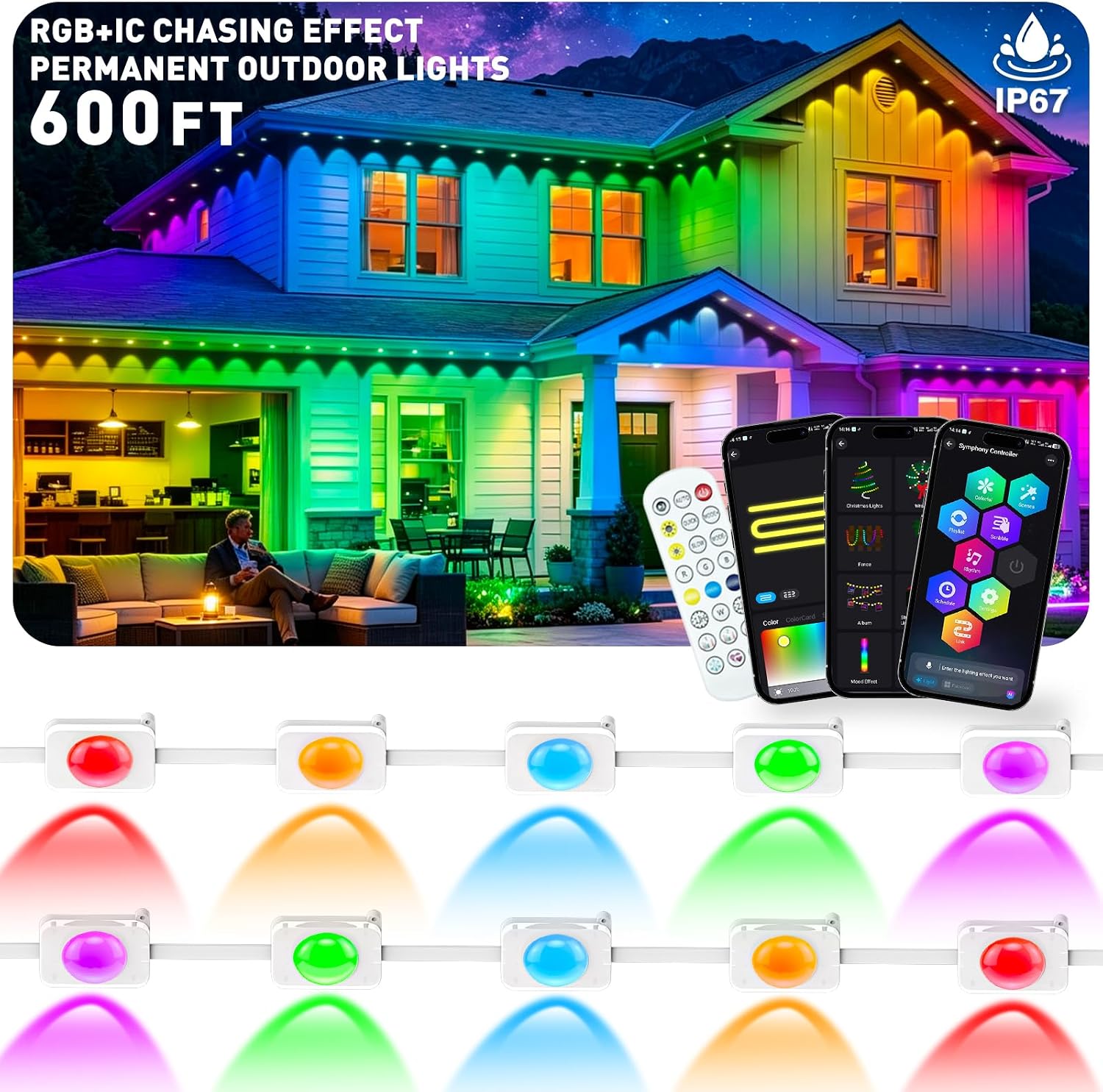 LITSOUL 600FT Smart Outdoor LED Lights